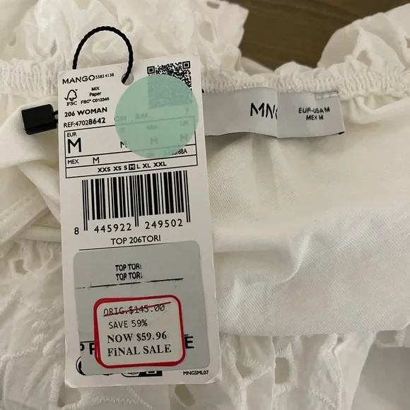 Mango White Eyelet Ruffle Blouse - Picture 5 of 5